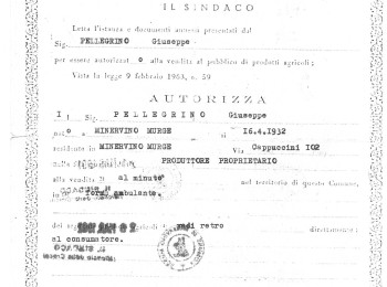 Figura 4 – Licenza di vendita di prodotti agricoli, tra cui la cima di rapa (1985). Fonte: Archivio storico del Comune di Minervino Murge (BAT).